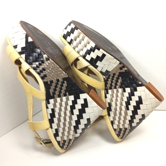 COLE HAAN & Nike Air Genevieve Pale Yellow Patent Sandals w/ Bold Woven Plat… - Picture 12 of 15